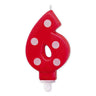 Candelina Pois Rossa Numero 6 8.5 cm
