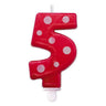 Candelina Pois Rossa Numero 5 8.5 cm