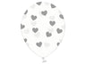Palloncini 14" Trasparenti con Cuori Argento Lattice 36 cm