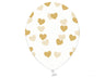 Palloncini 14" Trasparenti con Cuori Oro Lattice 36 cm