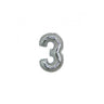 Micro Palloncino Numero 3 (17 cm - 5pz) Mylar Argento