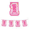 Festone Bandierine in Plastica 1° Compleanno Rosa 25 cm