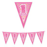 Festone Bandierina 1 Compleanno One Pink Plastica Rosa
