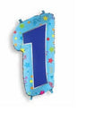 Palloncino Medio Numero 1 Celeste Mylar 50 cm