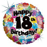 Palloncino Tondo Olografico Numero 18 Mylar 45 cm Multicolor