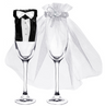 Copri Bicchieri Sposo e Sposa Stoffa Champagne