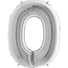 Palloncino Gigante Numero 0 (zero) - Argento Mylar 100 cm