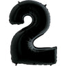 Palloncino Gigante Numero 2 (due) - Nero Mylar 100 cm