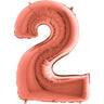 Palloncino Gigante Numero 2 (due) - Rosa Gold Mylar 100 cm