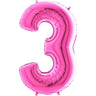 Palloncino Gigante Numero 3 (Tre) - Fucsia Mylar 100 cm