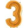 Palloncino Gigante Numero 3 (Tre) - Oro Mylar 100 cm