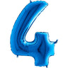 Palloncino Gigante Numero 4 (Quattro) - Blu Mylar 100 cm
