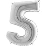 Palloncino Gigante Numero 5 (cinque) - Argento Mylar 100 cm