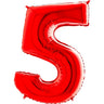 Palloncino Gigante Numero 5 (cinque) - Rosso Mylar 100 cm