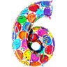Palloncino Gigante Numero 6 (sei) - Multicolor Mylar 100 cm