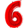 Palloncino Gigante Numero 6 (sei) - Rosso Mylar 100 cm