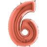 Palloncino Gigante Numero 6 (sei) - Rosa Gold Mylar 100 cm