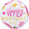 Palloncino Mylar Bubble Cerchi Happy Birthday Pink 22" 56 cm