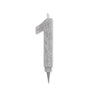 Candelina Glitter Maxi Numero 1 Colore Argento 15 cm