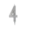 Candelina Glitter Maxi Numero 4 Colore Argento 15 cm