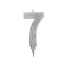 Candelina Glitter Maxi Numero 7 Colore Argento 15 cm