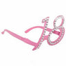 Occhiali Numero 18 Rosa con Brillantini Plastica