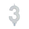 Candelina Sweety Bianco Glitter Numero 3 9 cm