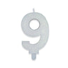 Candelina Sweety Bianco Glitter Numero 9 9 cm