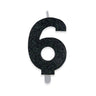 Candelina Sweety Nero Glitter Numero 6 9 cm