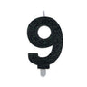 Candelina Sweety Nero Glitter Numero 9 9 cm