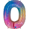 Palloncino Gigante Numero 0 (zero) - Rainbow Mylar 100 cm