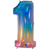 Palloncino Gigante Numero 1 (uno) - Rainbow Mylar 100 cm