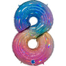 Palloncino Gigante Numero 8 (otto) - Rainbow Mylar 100 cm