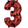 Palloncino Numero 3 Mickey Mouse Rosso con Stampe Mylar 66 cm