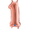 Palloncino Numero 1 Rosa Gold (35 cm) Mylar
