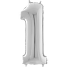 Palloncino Medio Numero 1 Argento (65 cm) Mylar