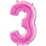 Palloncino Medio Numero 3 Fucsia (65 cm) Mylar