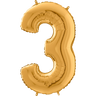 Palloncino Medio Numero 3 Oro (65 cm) Mylar