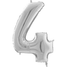 Palloncino Medio Numero 4 Argento (65 cm) Mylar