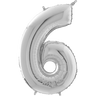 Palloncino Medio Numero 6 Argento (65 cm) Mylar