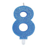 Candelina Sweety Celeste Glitter Numero 8 9 cm