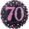 Palloncino Tondo Numero 70 Happy Birthday Nero e Fucsia Mylar 45 cm