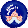 Mini Palloncino Happy Birthday Blu Cupcake Mylar 22 cm