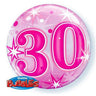 Palloncino Bubble Numero 30 Rosa Mylar 56 cm Trasparente