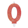 Candelina Sweety Rosso Glitter Numero 0 9 cm