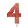 Candelina Sweety Rosso Glitter Numero 4 9 cm