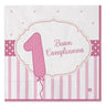 Tovaglioli di Carta Buon 1° Compleanno Rosa 33 x 33 cm