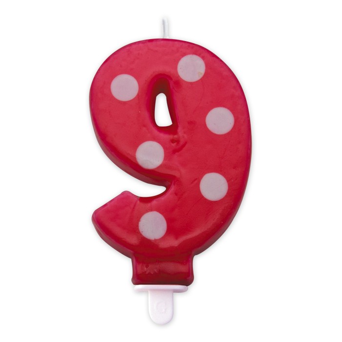 Candelina Pois Rossa Numero 9