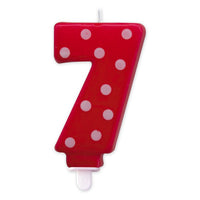 Candelina Pois Rossa Numero 7 8.5 cm