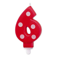 Candelina Pois Rossa Numero 6 8.5 cm